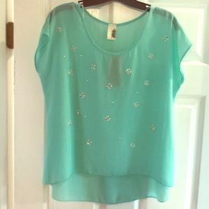 NWT Francesca’s Mint Sheer & Flowy Shirt